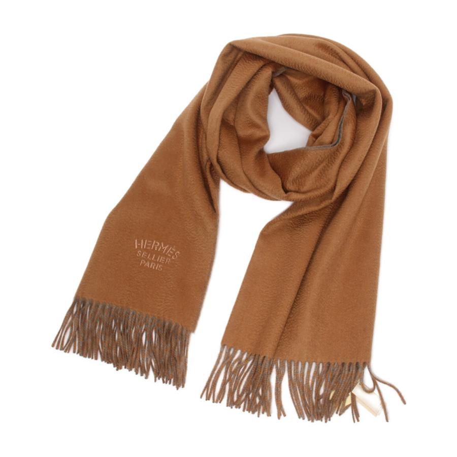 エルメス HERMES カシミアストール　カシミア100 ダブルフェイス　茶色 エルメス HERMES カシミアストールカシミア100 ダブルフェイス茶色