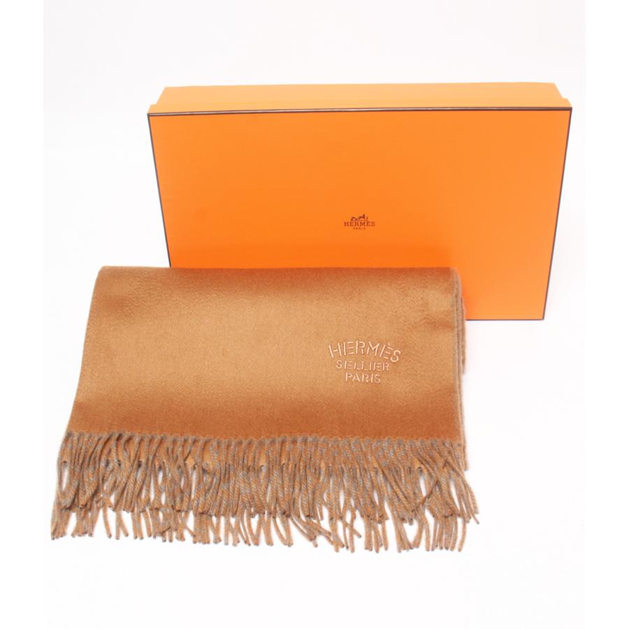 美品 エルメス ストール カシミヤ100% ダブルフェイスストール 