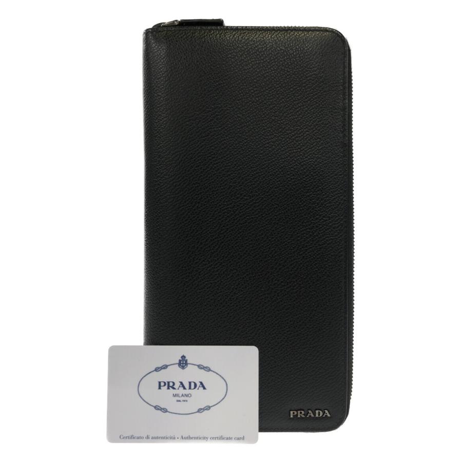 美品 プラダ 長財布 2ML220 ヴィッテロ マイクログレイン メンズ PRADA  
