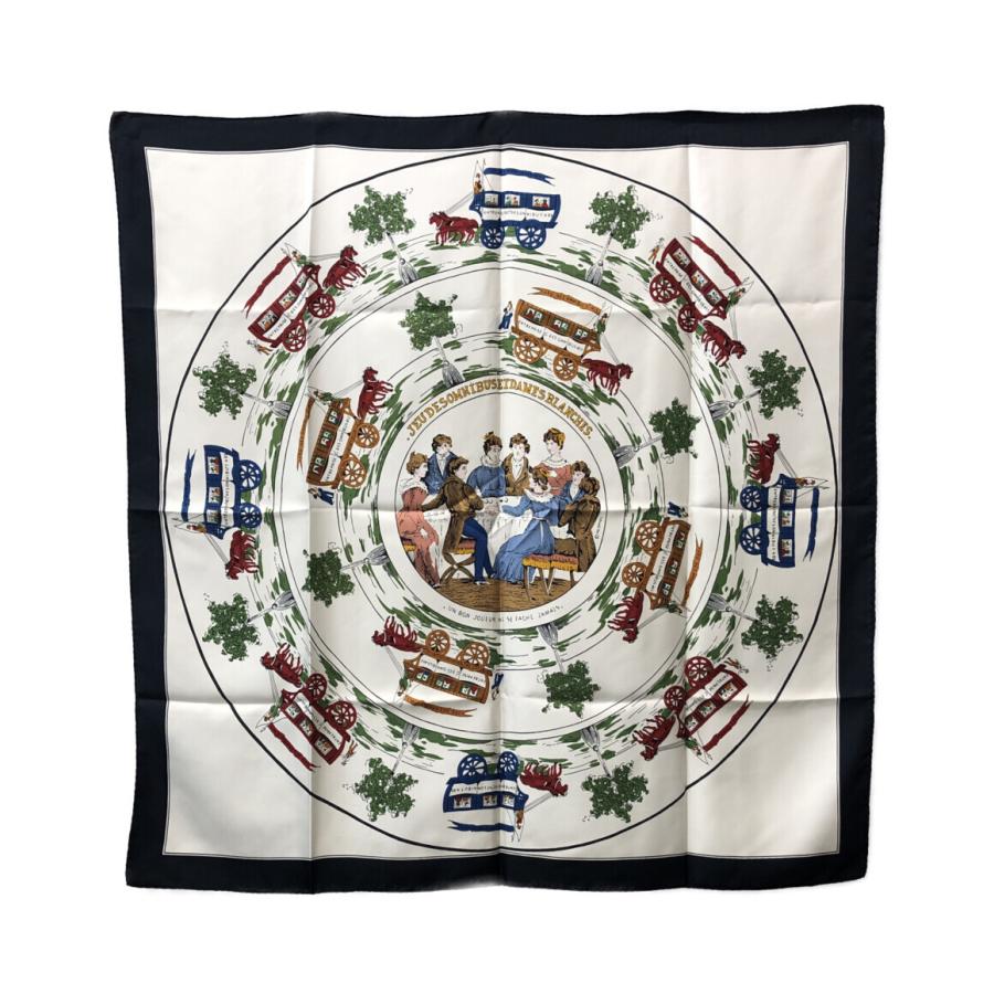 HERMES 大判スカーフ カレ90 オムニバスと白い貴婦人のゲーム Jeu