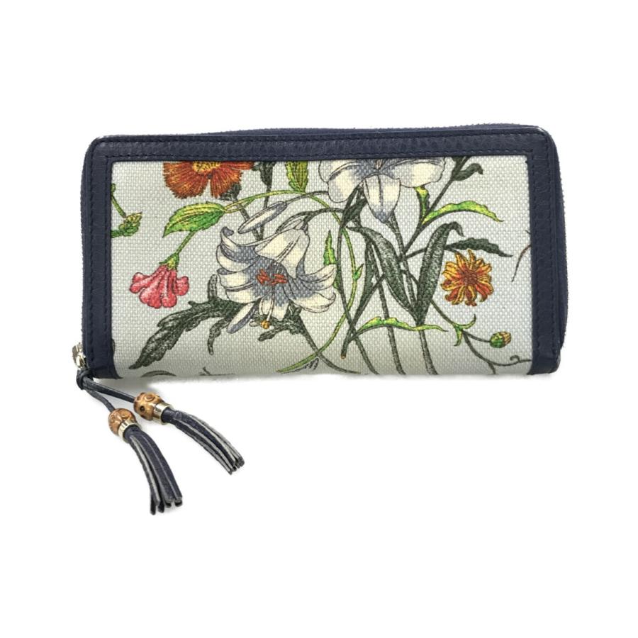 グッチ ラウンドファスナー長財布 花柄 356708 525040 バンブー グッチ ラウンドファスナー長財布 花柄 356708 525040 バンブー