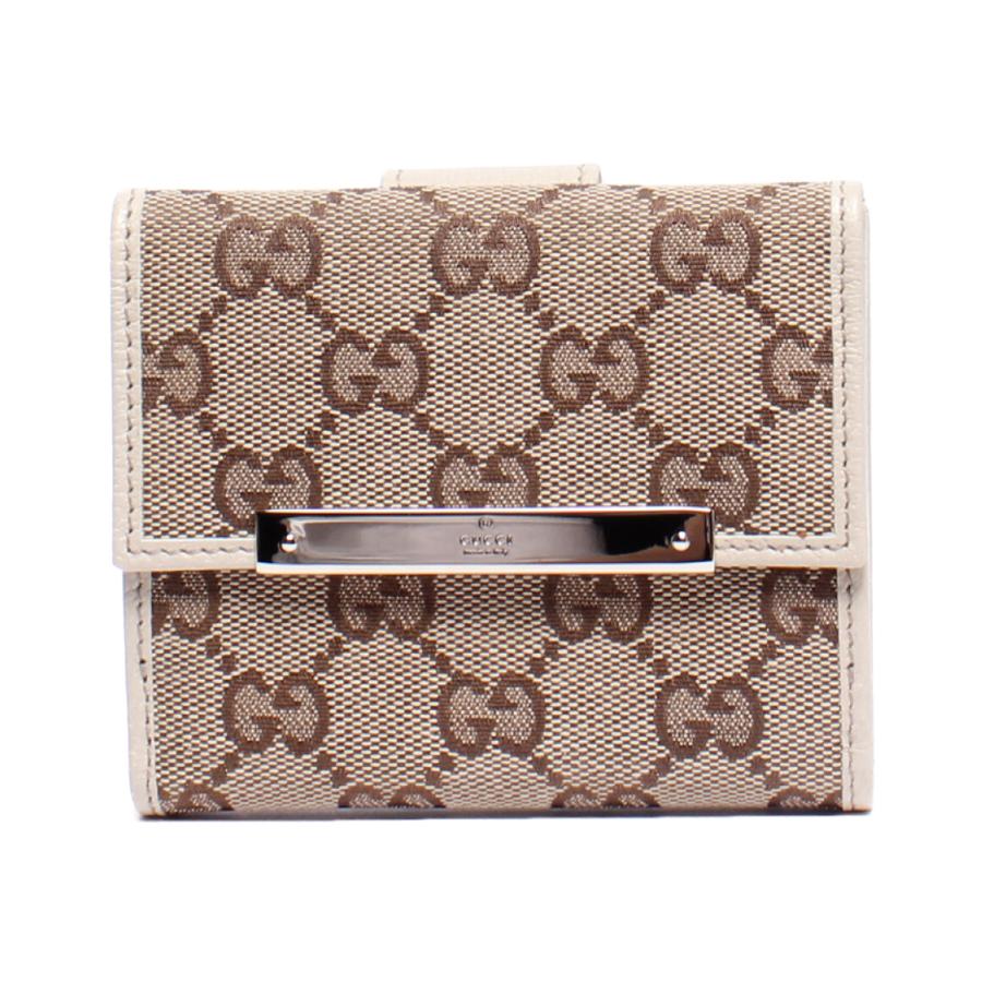 美品 グッチ 二つ折り財布 112716 1147 GGキャンバス レディース GUCCI  