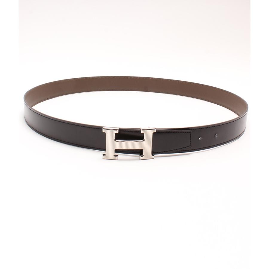 美品 エルメス レザー Hベルト T刻印 シルバー金具 95cm ブラック メンズ Hermes 毎日続々入荷 15年製