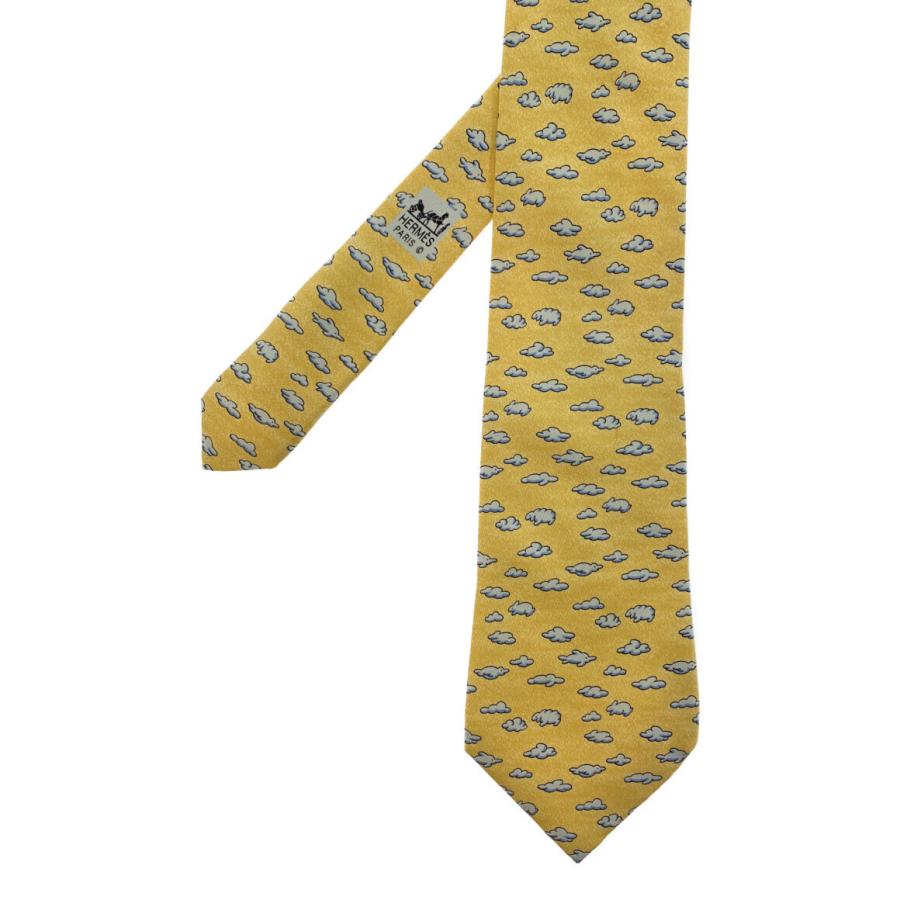 新品未使用　HERMES 動物柄 イエロー シルク ネクタイ　2本セット HERMES（エルメス） 【新品】エルメス ネクタイ シルクツイルタイ 9.1