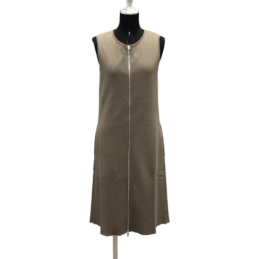 フォクシー ノースリーブ ロングジップアップ ワンピース 37987  