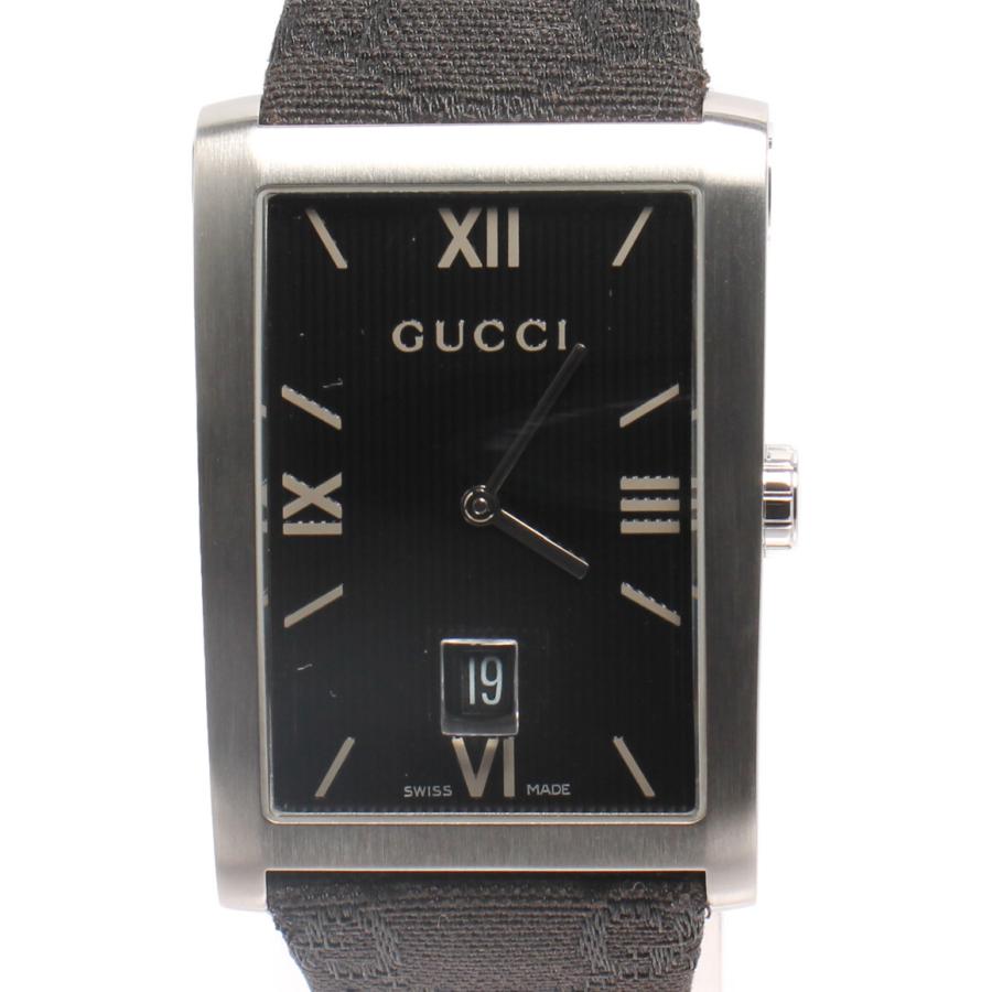 グッチ 腕時計 8600M スクウェア 黒文字盤 メタルバンド メンズ