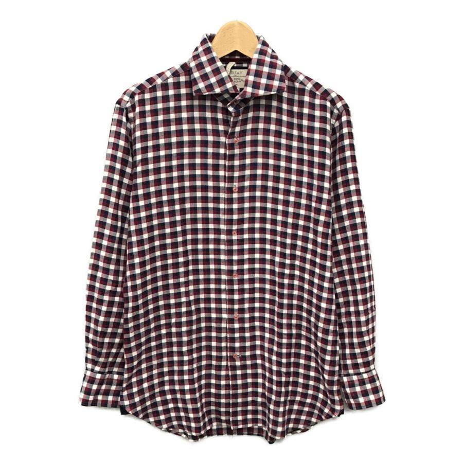美品 オリアン 長袖シャツ スリムフィットチェックシャツ メンズ SIZE 