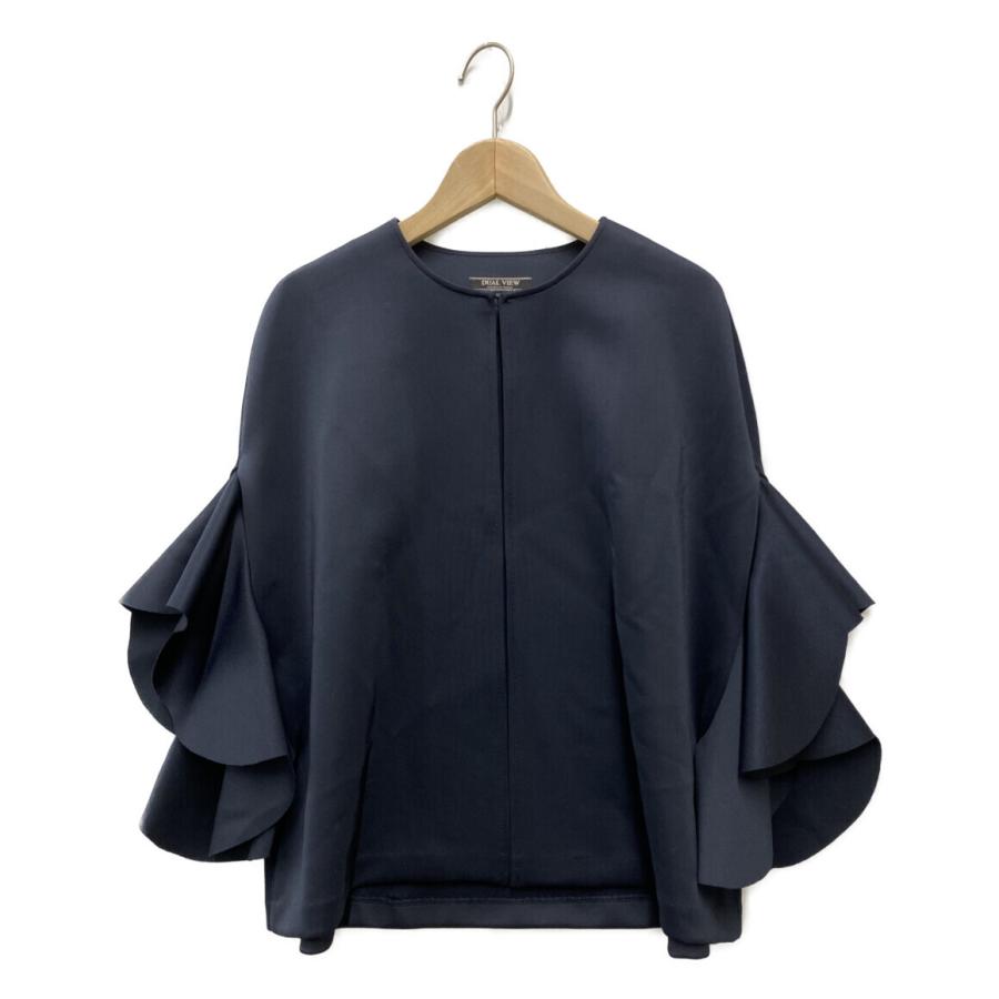 美品 ノーカラージャケット 袖フリル レディース SIZE 40 (M) DUAL 