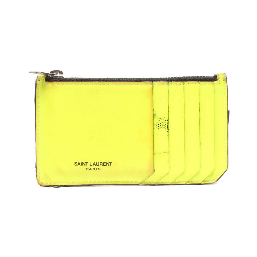 SAINT LAURENT ネオンイエロー カードコインケース