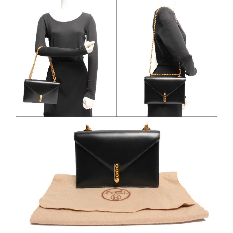 エルメス 2wayチェーンレザーショルダーバッグ ゴールド金具 〇E刻印  