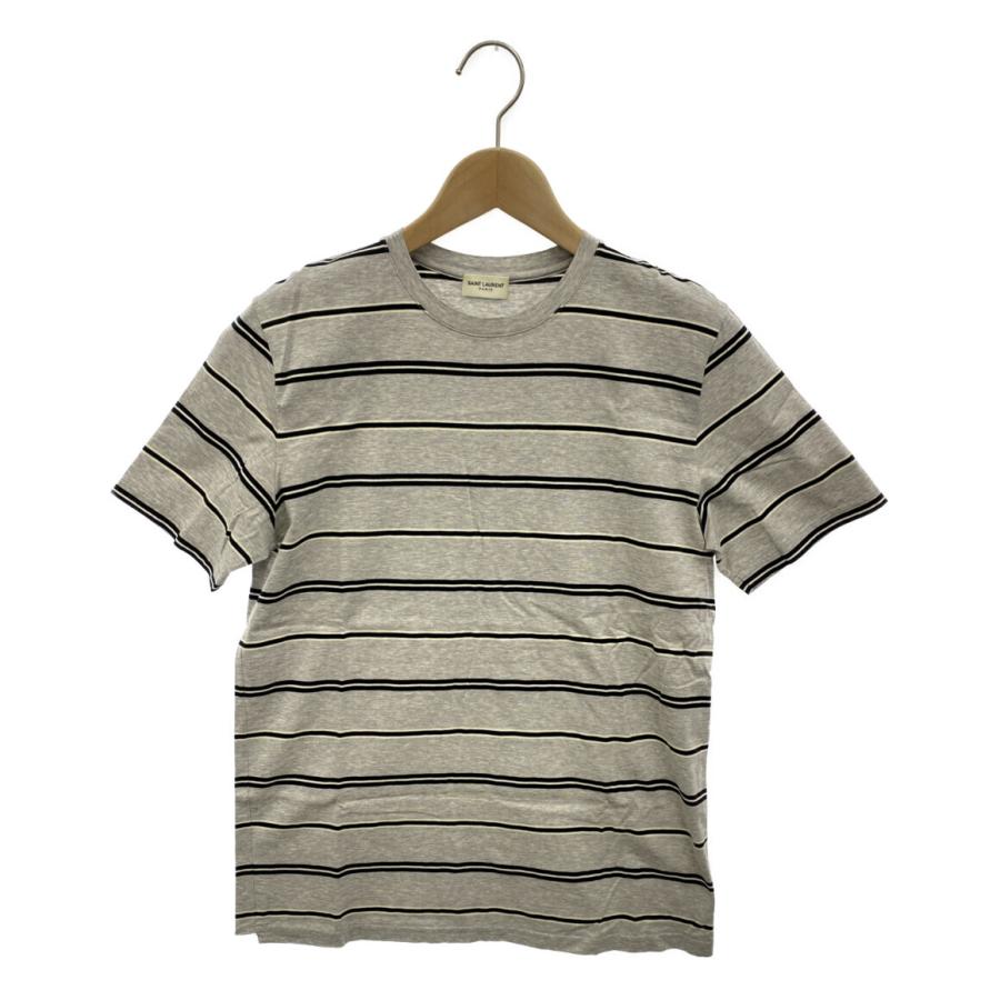 サンローランパリ 半袖Tシャツ グレー ボーダー柄 メンズ SIZE XS (XS 