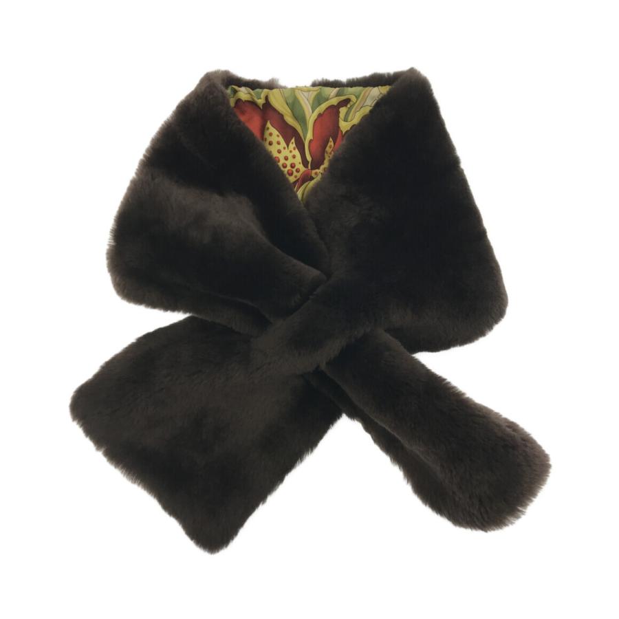 サルバトーレフェラガモ ティペットマフラー ファー シルク ヒョウ柄  