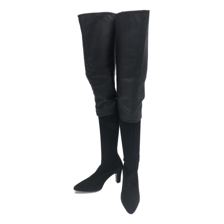 シャネル ニーハイブーツ スエード×レザー レディース SIZE 38 1/2 (XL  