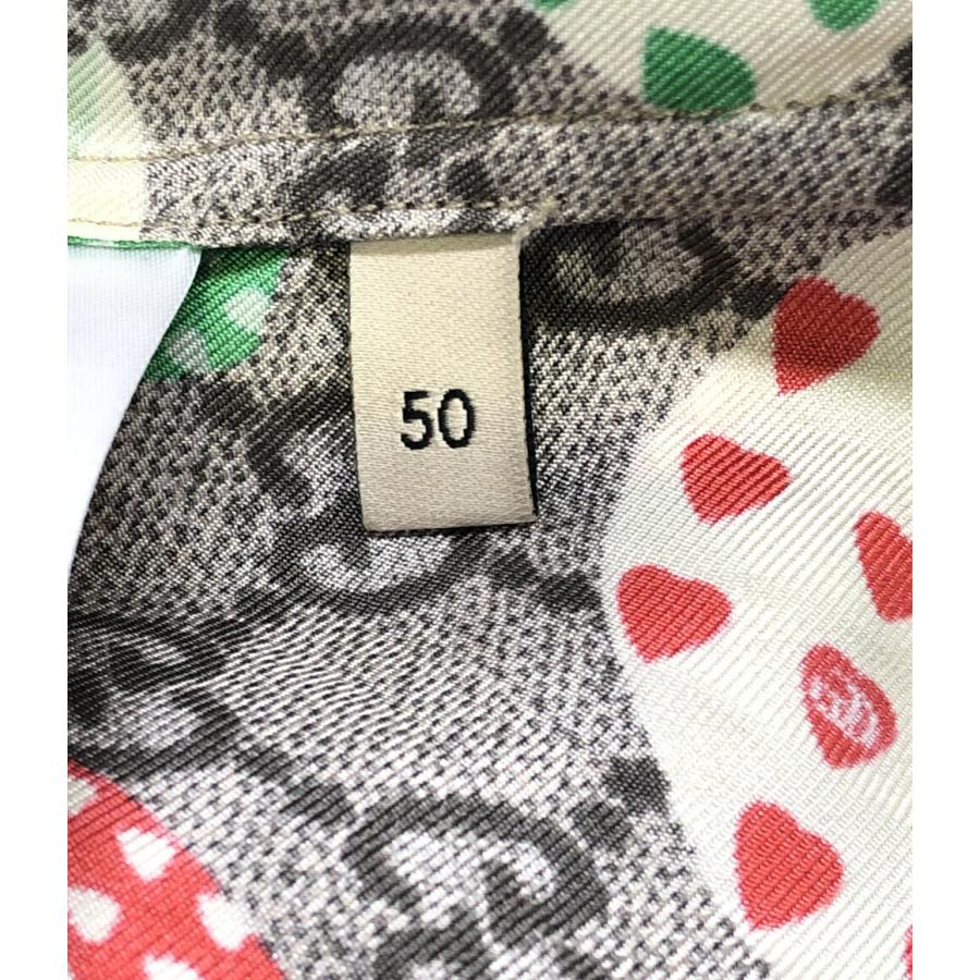 グッチ 半袖シャツ りんご柄 GG柄 シルク100％ 663638 メンズ SIZE 50 