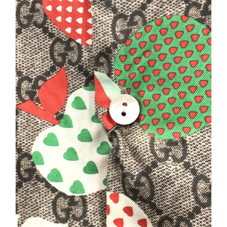 グッチ 半袖シャツ りんご柄 GG柄 シルク100％ 663638 メンズ SIZE 50 