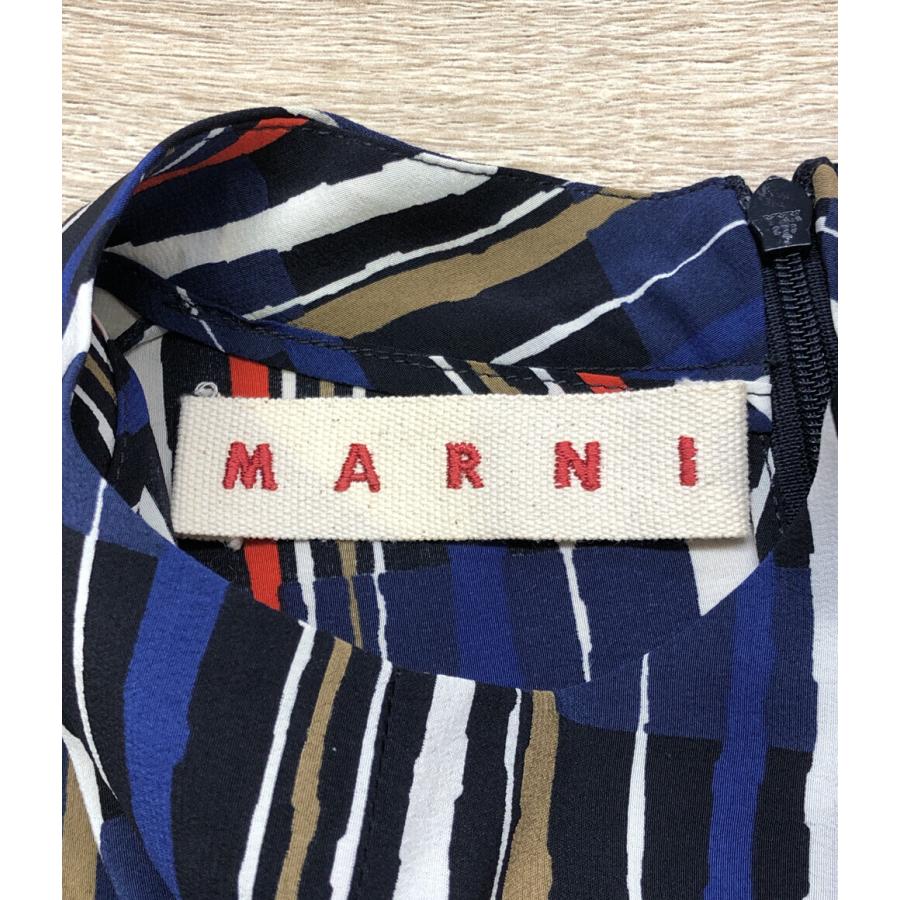 マルニ ノーカラーシャツ ストライプ柄 シルク100％ レディース SIZE 