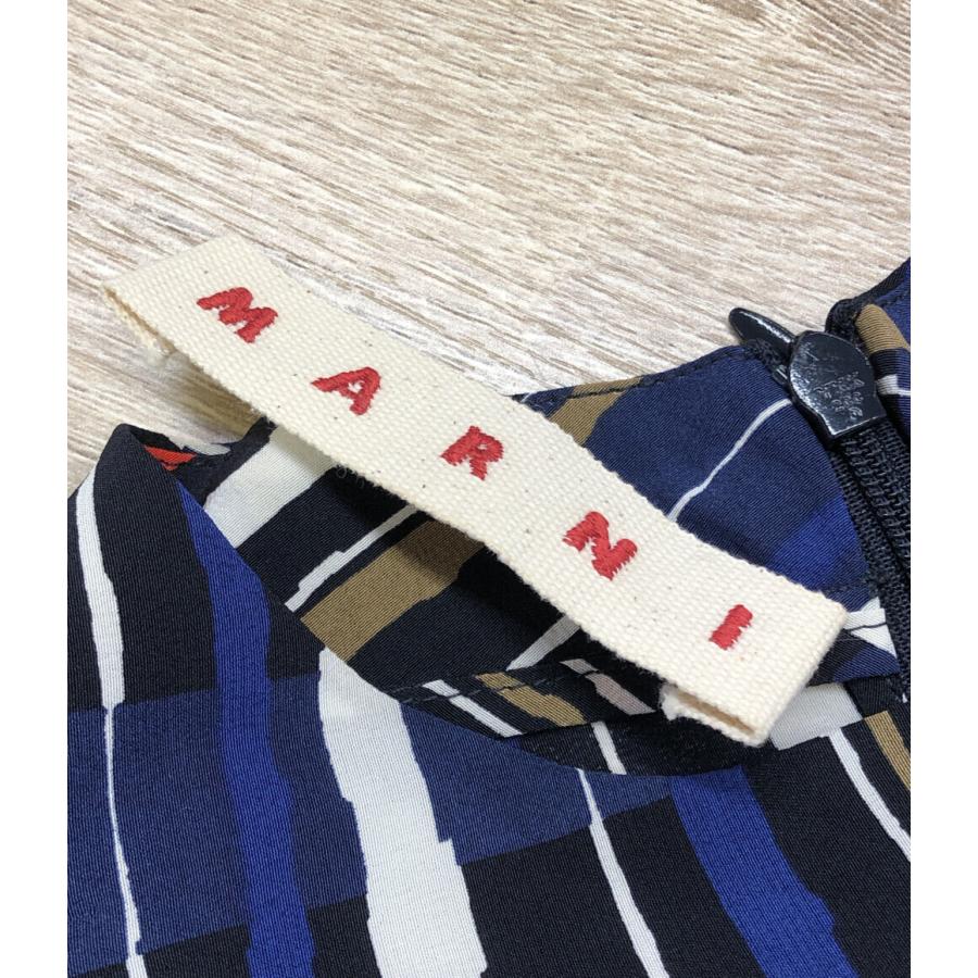 マルニ ノーカラーシャツ ストライプ柄 シルク100％ レディース SIZE 