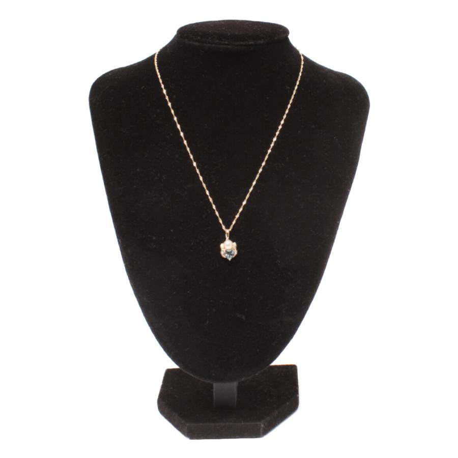 美品 ウノアエレ ネックレス K18 D0.05 パール アクアマリン  
