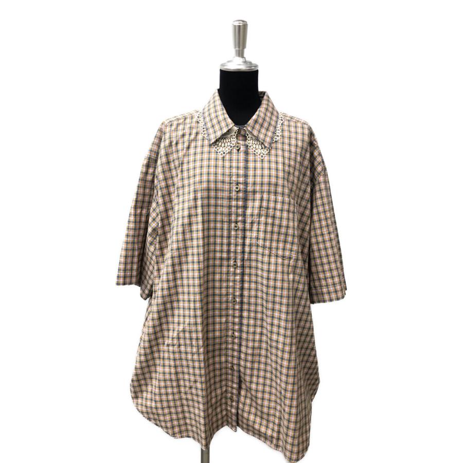 美品 グッチ 半袖オーバーサイズシャツ チェック柄 レディース SIZE 36 