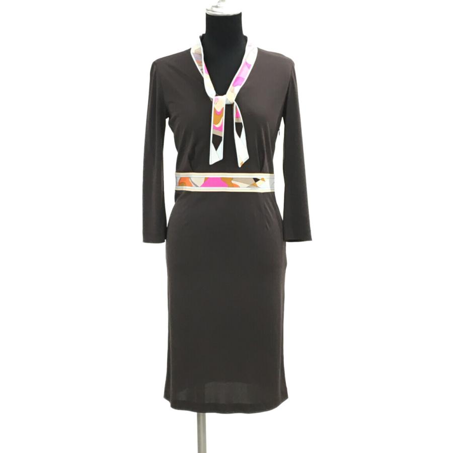 美品 レオナール 長袖ワンピース プッチ柄 レディース SIZE 1 (S  