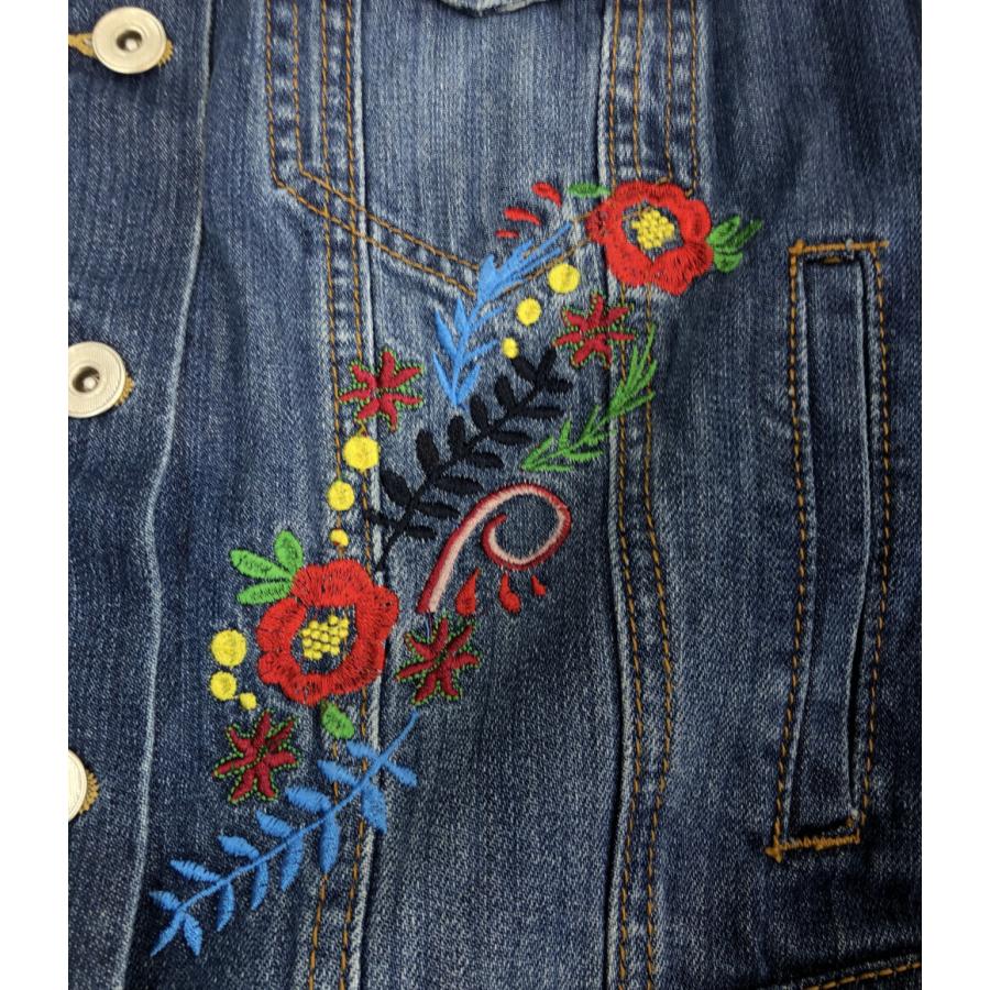 Gジャン デニムジャケット フラワー刺繍 レディース SIZE L (L