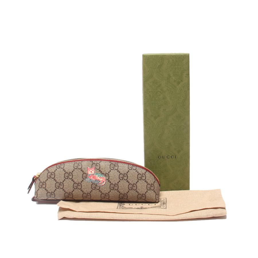 未使用　GUCCIのペンケース•小物入れ GUCCI】ペンケース GGスプリーム ☆小物入れ☆猫☆