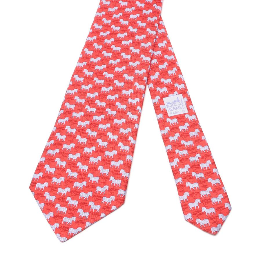 美品 エルメス ネクタイ シルク100％ シマウマ柄 メンズ HERMES 中古