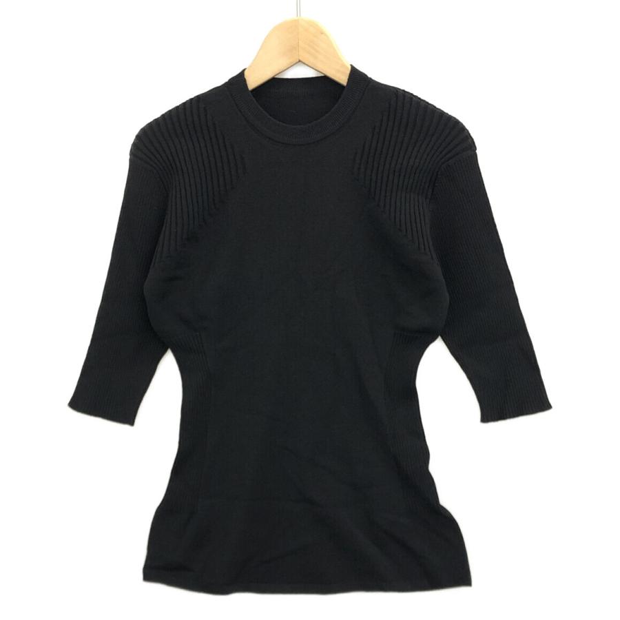 美品 イッセイミヤケ 七分袖ニット MELLOW STRETCH IM33-KN293  