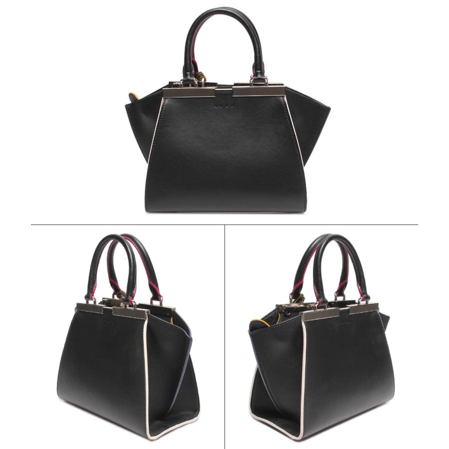 【美品】フェンディ　プチトロワジュール　ハンドバッグ　2WAY　レザー　ネイビー フェンディ 2wayレザーハンドバッグ プチトロワジュール レディース