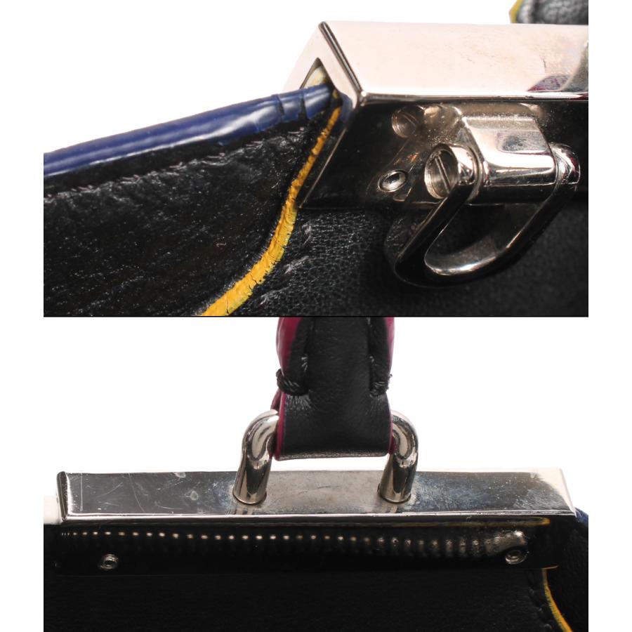 【美品】フェンディ　プチトロワジュール　ハンドバッグ　2WAY　レザー　ネイビー フェンディ 2wayレザーハンドバッグ プチトロワジュール レディース