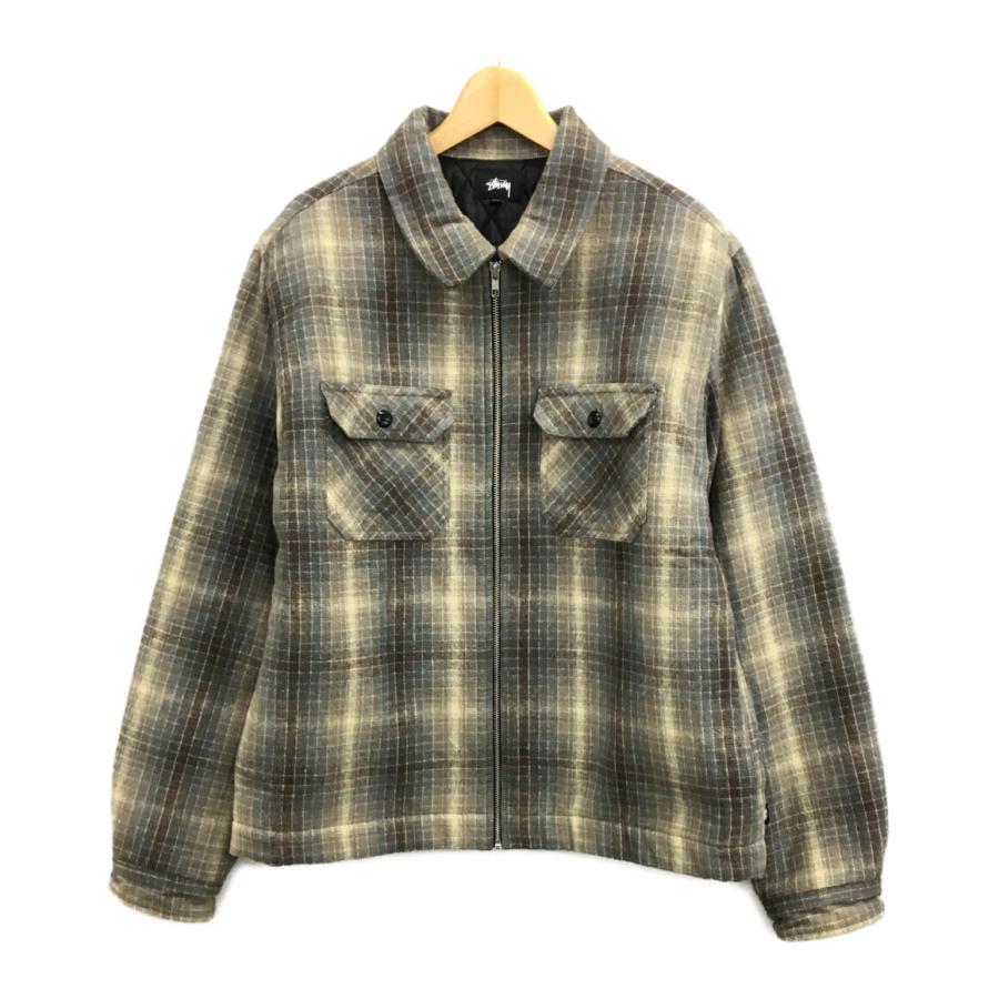 ジャケット・アウター Stussy Heavy Brush Plaid Zip Up Shirt ステューシー HEAVY BRUSH PLAID ZIP UP JKT ジャケット メンズ SIZE L