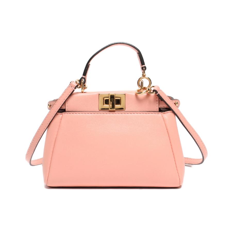 フェンディ 2wayレザーショルダーバッグ サーモンピンク系 ゴールド  