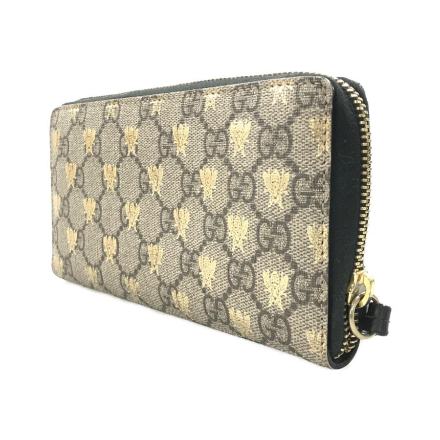 【未使用】GUCCI グッチ GGスプリーム 長財布 410102 グッチ ラウンドファスナー長財布 ビー ハチ付き 410102 0959 GG