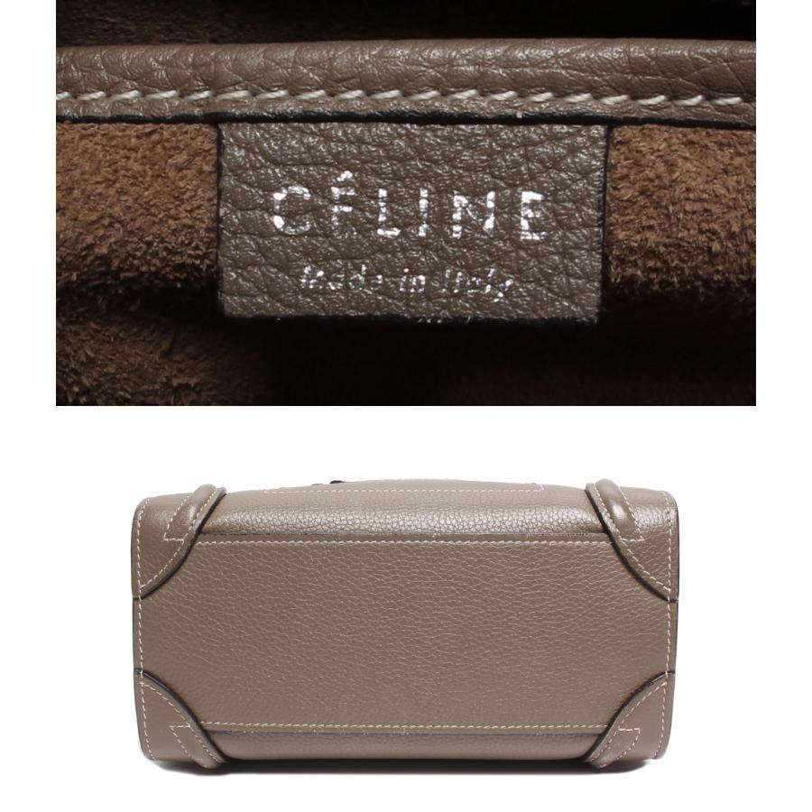 セリーヌ レザーハンドバッグ グレージュ系 ラゲージ ナノ ドラムドカーフスキン スリ レディース  CELINE 中古｜hugall｜04