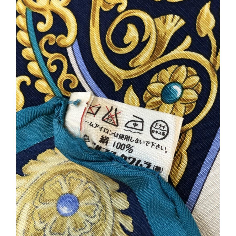 トラサルディ スカーフ シルク100％ ジュエルポッド柄