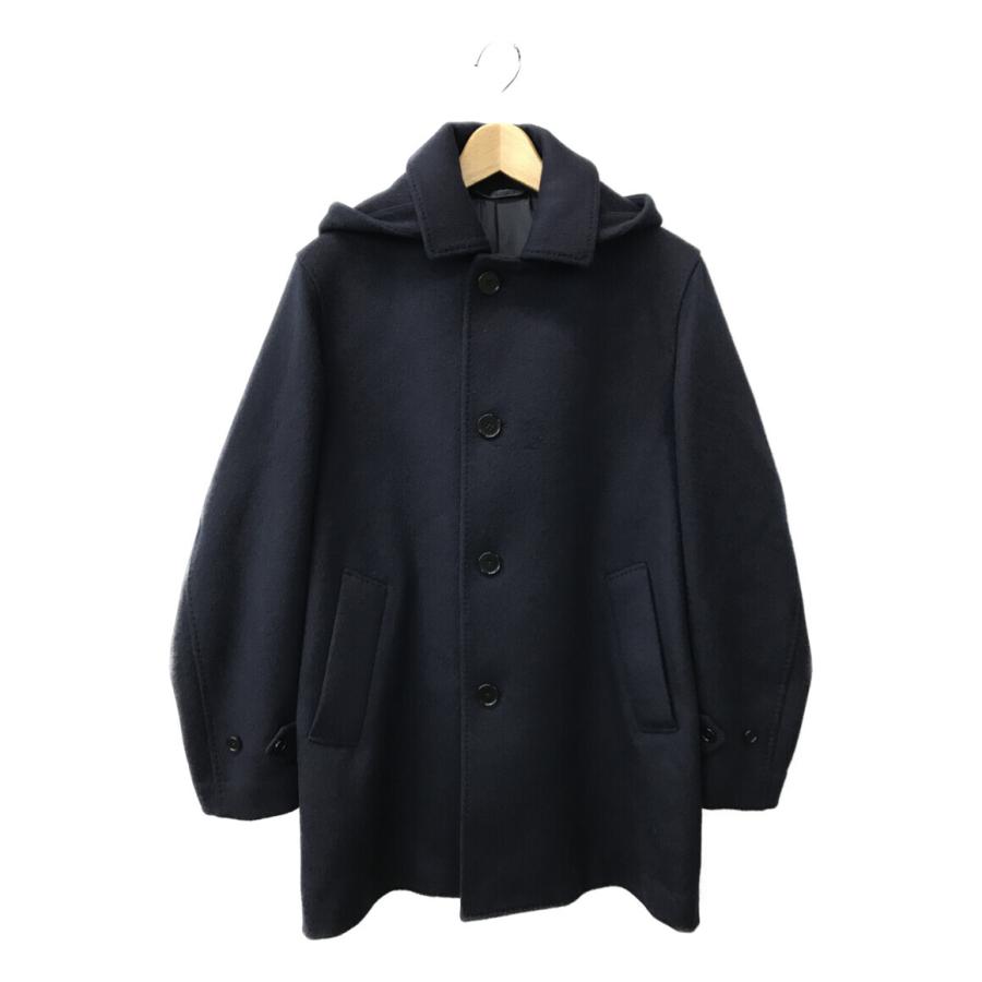 【美品：SHIPS】ダブルフェイス ソリッド カーコート　「S：ブラック」 シップス ダブルフェイス ソリッド カーコート メルトンコート