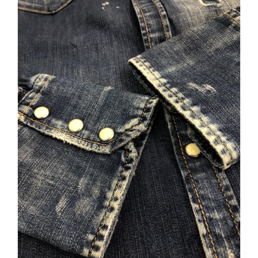 ディースクエアード ウエスタンデニムシャツ ダメージ加工 ウォッシュ