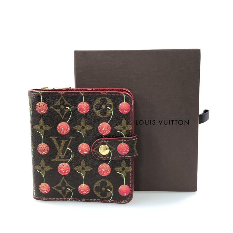 ルイヴィトン 二つ折り財布 チェリー柄 レディース