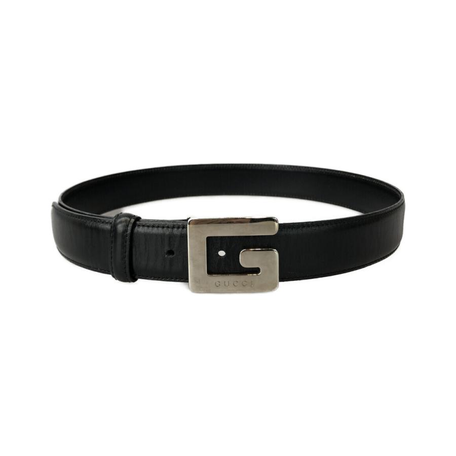 GUCCI グッチ　ベルト　デカバックル　ブラック　シルバー グッチ ベルト シルバーロゴバックル 037.394.0959 メンズ SIZE 70.28