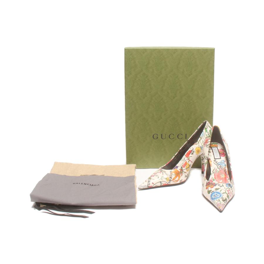 美品 グッチ ポインテッドトゥパンプス ×Balenciaga 花柄 676558