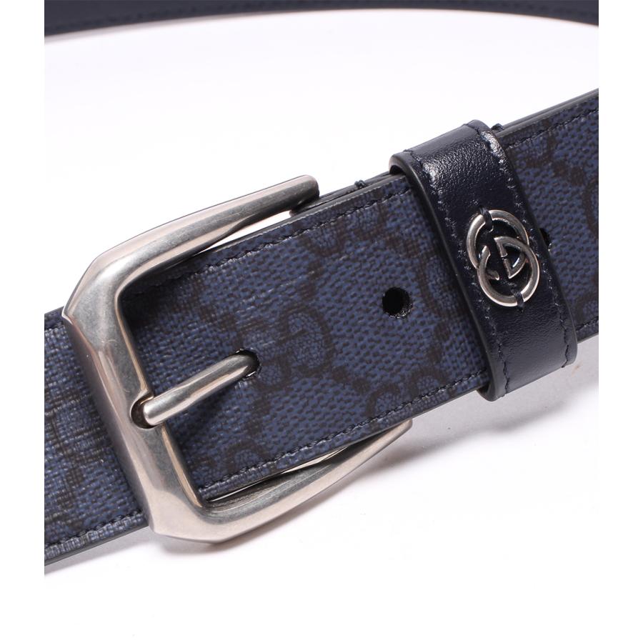 美品 グッチ インターロッキングGディテール付き ベルト 673921 GG  