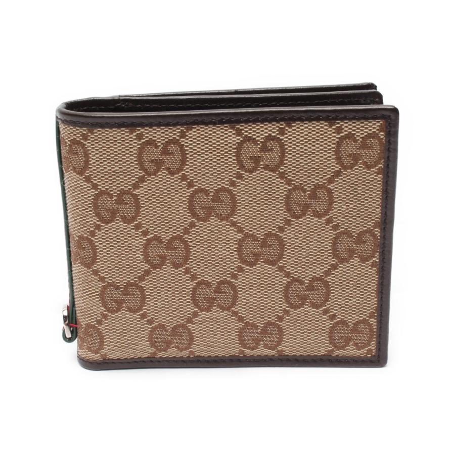 GGキャンバス グッチ 美品 135591 二つ折り財布 GUCCI メンズ 中古  