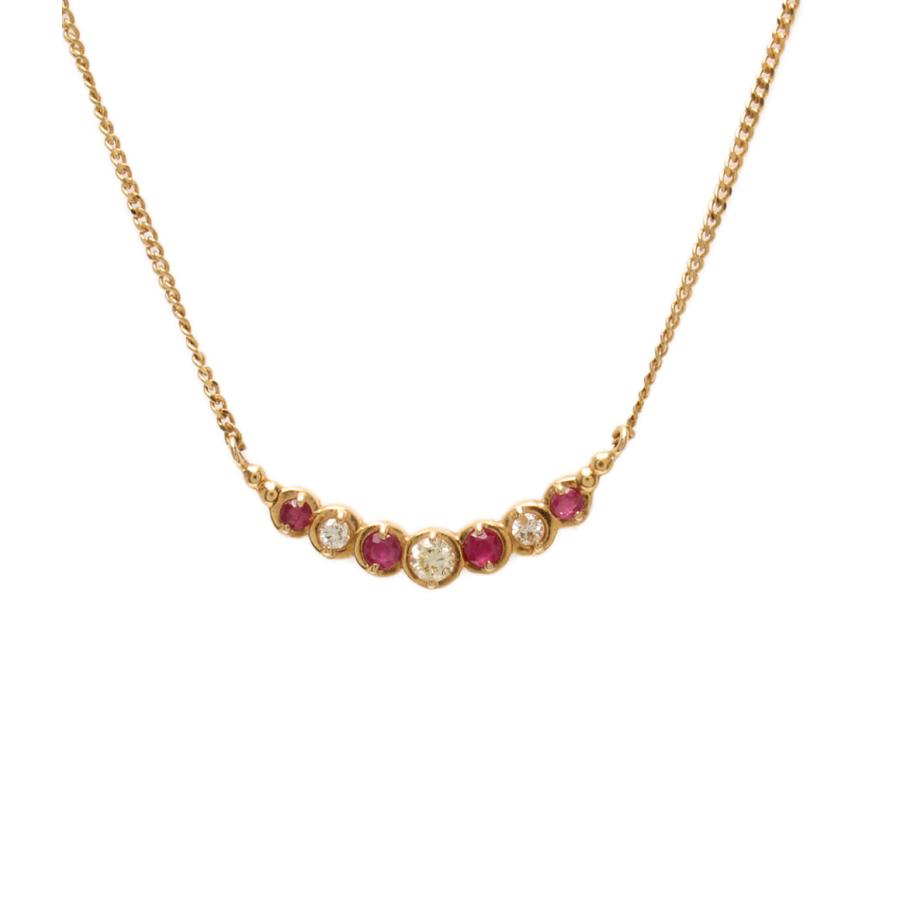 美品 ウノアエレ ネックレス K18 ルビー0.15ct ダイヤ0.10ct  