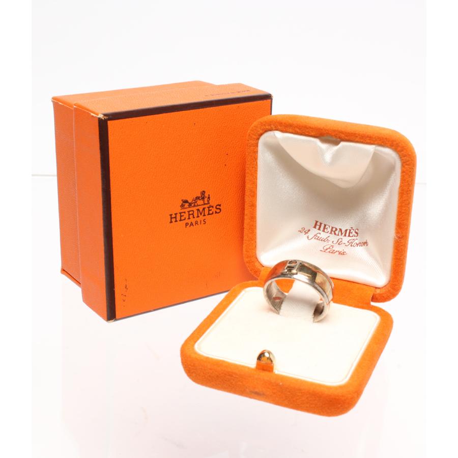 HERMES エルメス リング K18 SV925 Hロゴ メンズ SIZE 17号 (リング  