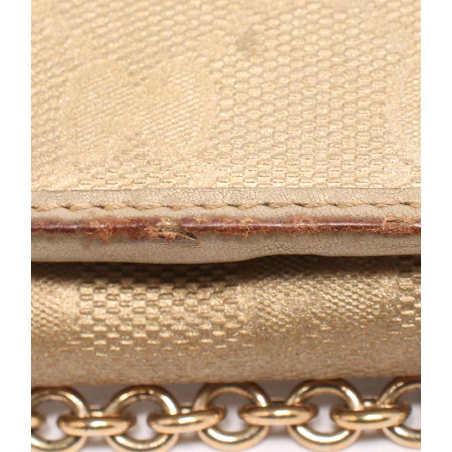 GUCCI グッチ Gチャーム 二つ折り長財布 チェーンストラップ付 GG柄 