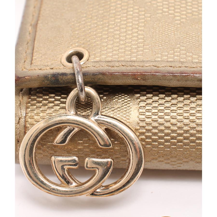 GUCCI グッチ Gチャーム 二つ折り長財布 チェーンストラップ付 GG柄 