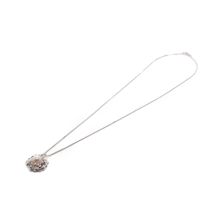 ネックレス K18WG パール7.7mm ダイヤ0.06ct 美智子皇后喜寿記念 ネックレス K18WG パール7.7mm ダイヤ0.06ct 美智子皇后喜寿記念