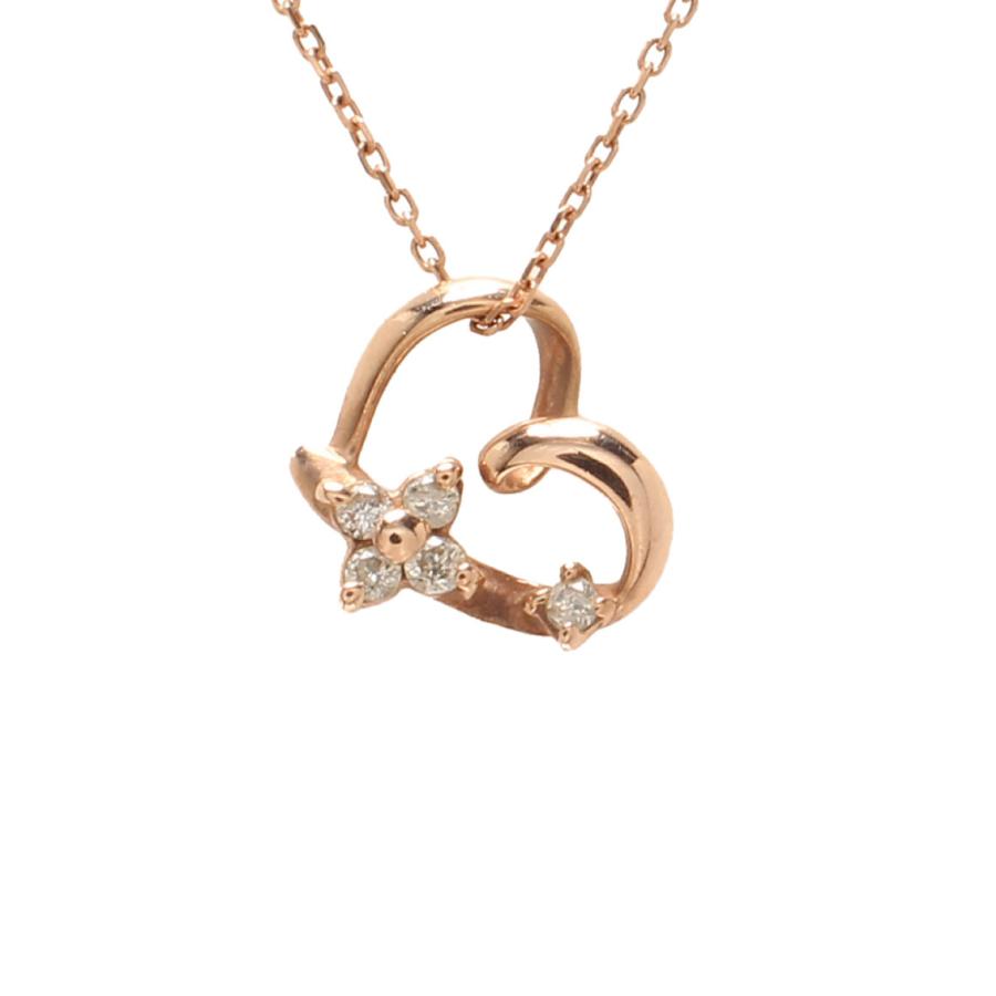 クミキョク ネックレス K10PG ダイヤ 0.03ct ハートモチーフ 