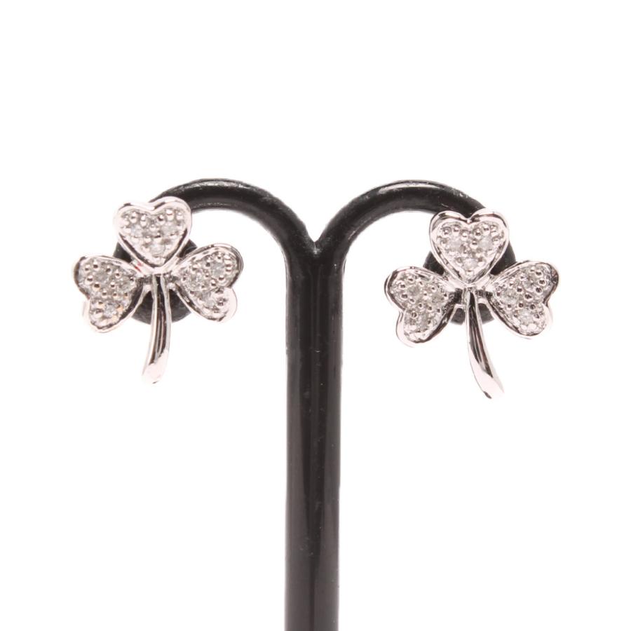フォリフォリ ピアス K18 ダイヤ 0.1ct クローバーモチーフ レディース 