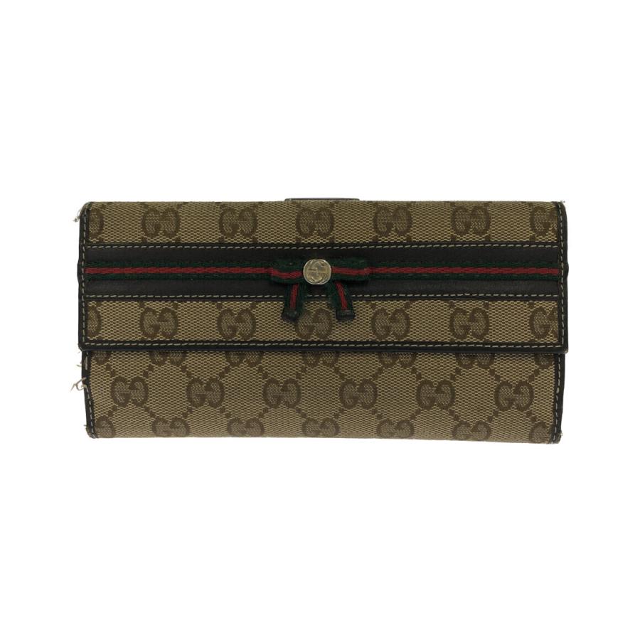 GUCCI GGキャンバス リボン 長財布 インターロッキング